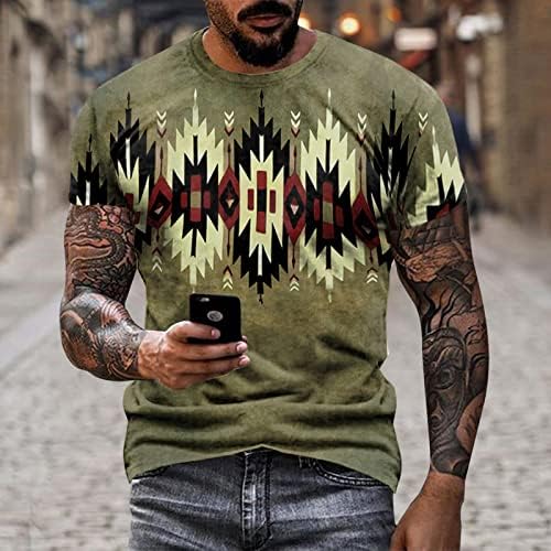 ZHDD Katona Rövid Ujjú T-shirt Mens Fashion Street 3D Azték Bohém Graphic Tee Max Retro Izom Alkalmi Tshirt Férfi Ruházat Pólók Polos Henleys