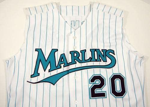 1998-99 Florida Marlins Brian Edmondson 20 Játék Kiadott Fehér Jersey Mellény 93 - Játék Használt MLB Mezek