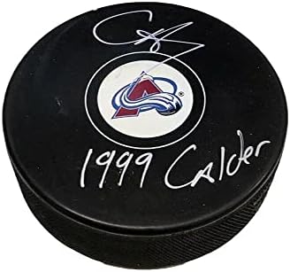 CHRIS DRURY Aláírt & Írva Colorado Avalanche-Puck - 1999 Calder - Dedikált NHL Korong