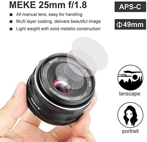 Meike MK 25mm f/1.8 Nagy fényerejű, Széles Látószögű Objektív Kézi Fókusz Objektív Canon EOS-M-Hegy tükör nélküli Fényképezőgépek