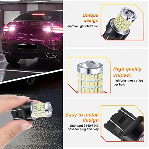 6 Darab 9-30V 7443 7440 T20 LED Izzók Xenon Fehér Projektor Csere Szuper Fényes Alacsony fogyasztású LED Autó Izzó Készlet Csere Erősítést