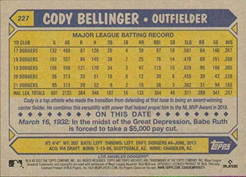 CODY BELLINGER 2022 Topps Archives 227 NM+-MT+ MLB Baseball Dodgers 1987 Topps