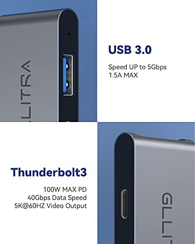 USB-C-Hub, Gllitra USB Port Hub, 3, 2 USB-C-HDMI Adaptert, a 4K HDMI, USB C Thunderbolt 3 100W, USB 3.0 Kompatibilis MacBook Pro -2020,