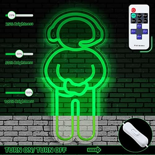 Játék Neon Fény Dekoráció, 8 Módok Szabályozható Gamer Neon Fény USB Powered Távirányítóval, Zöld Led-es Neon Sign Játék Zóna