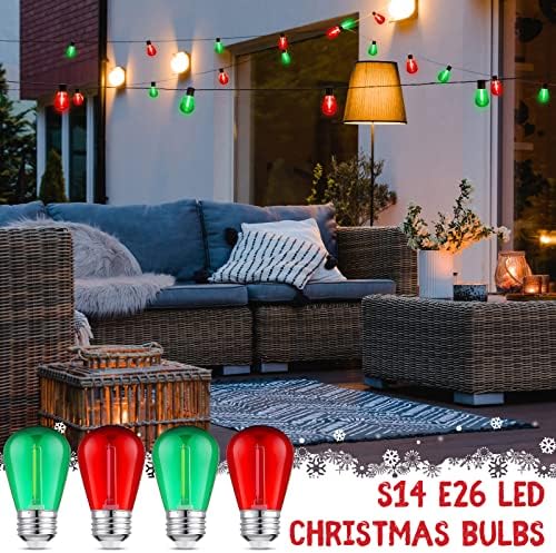 48 Db Karácsonyi Színes LED String Izzók Műanyag, Vízálló Csere Izzók S14 LED Izzók Kültéri String Fények, E26 Bázis 1 Watt LED Izzó Kültéri