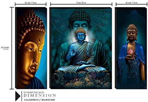 SAF 3 Ülő Buddha UV Texturált Haza Dekoratív Ajándék Egyéni Adeshive Festmény 18 Inch X 12 Inch SANFJM31045