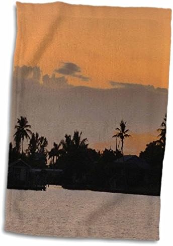 3dRose Florence Trópusi Naplemente - Palm Sziluettje Narancs, Szürke Sunset - Törölköző (twl-38296-1)