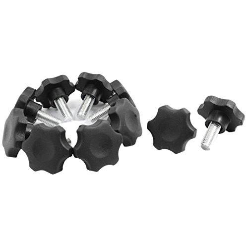 Uxcell a14072600ux0201 10db Fekete Műanyag Fej Átmérője 40mm CSILLAG Rögzítő Gombok M10 x 20 mm, Fém (Csomag 10)