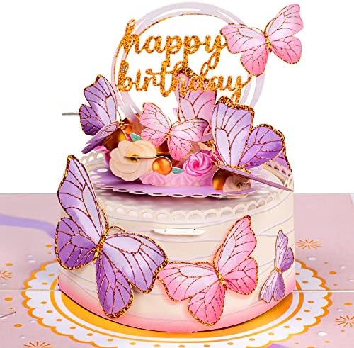 A papírt a Szeretet Pillangós Születésnapi Torta, 3D felugró Szülinapi Kártyát, A Felnőttek vagy a Gyerekek -5 x 7 - a Címlap Tartalmazza