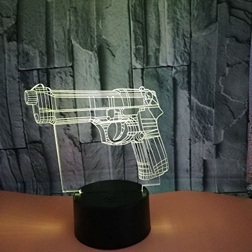 3D Fegyvert Éjszakai Fény USB-Kapcsolatot Kapcsoló Dekor Asztal, Íróasztal Optikai Illúzió, Lámpák 7 színváltó LED Lámpák asztali