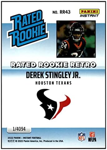 DEREK STINGLEY JR RC 2022 Panini Azonnali Névleges ÚJONC Retro RR43 Texans NM+-MT+ NFL-Foci