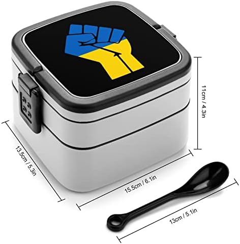 Ukrajna Ököl Zászló Ellenállni Bento Box Dupla Réteg All-in-One Rakható Ebéd Tartály Kanalat Piknik Munka, Utazás