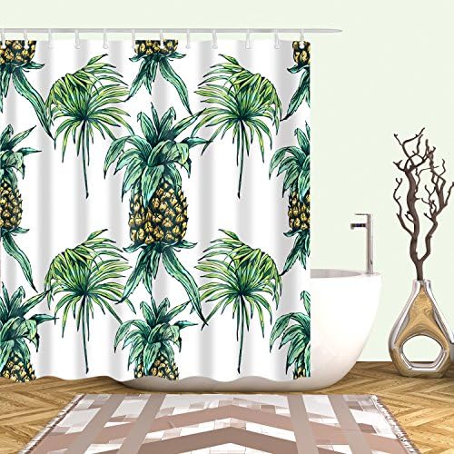 Dodou zuhanyfüggöny Ananász Trópusi Növény Minta Kert Téma Digitális Nyomtatás Vízálló Poliészter zuhanyfüggöny(72 x 72 )