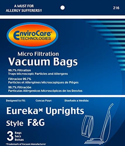 EnviroCare Csere Mikro-Szűréssel Vákuum-Zsák Tervezték, hogy Illeszkedjen Eureka F&G Függőleges 3 Pack