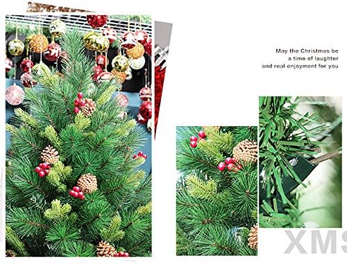 DULPLAY Zöld 9.8 ft PVC Mesterséges karácsonyfa,a fenyőtoboz, Bogyós Díszítéssel Karácsonyi Fa,Fém Állvány Otthoni Karácsonyi Hagyományos