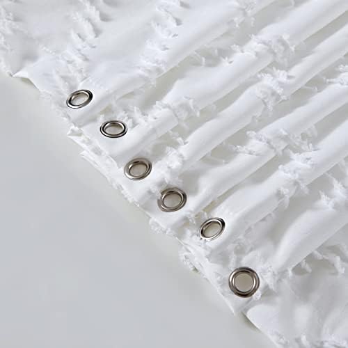 YoKii Fehér Bohém Kis Zuhanyzó Függöny 36 Széles, Modern Shabby Chic Texturált Tűzött Chevron Csíkos Minimalista Fél Fürdőszobában