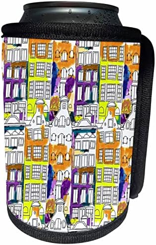 3dRose Városi mintát a városi házak lila, narancs. - Lehet Hűvösebb Üveg Wrap (cc-364182-1)