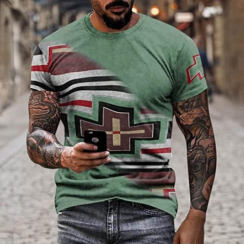 ZHDD Katona Rövid Ujjú T-shirt Mens Fashion Street 3D Azték Grafikus Divat Póló Max Retro Izom Alkalmi Tshirt Üzleti Egyszerű Alkalmi Ruha