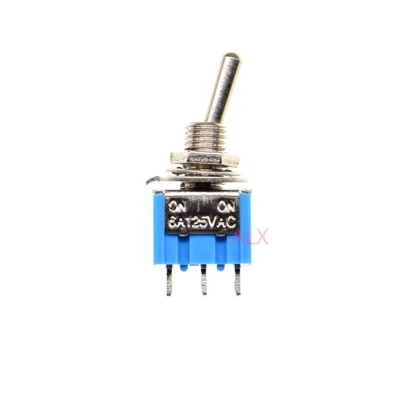 10DB Kék Mini MTS-102 SPDT 3PIN A-A Miniatűr Kapcsoló Kapcsoló hálózati kapcsoló 6A/125V 3A/250V MTS 102 MTS102