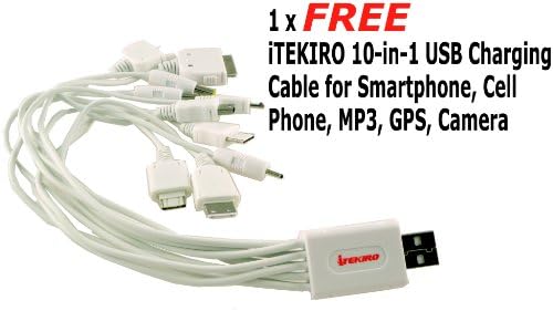 iTEKIRO Fali DC Autó Akkumulátor Töltő Készlet Samsung SLB-0637 + iTEKIRO 10-in-1 USB Töltő Kábel