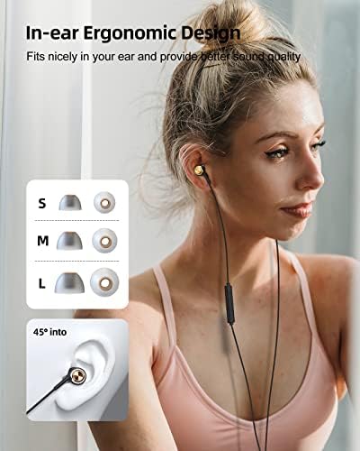 iFory USB-C Fülhallgató, A20 C Típusú Mágneses Fülhallgató in-Ear Vezetékes Fülhallgató zajszűrő Fülhallgató Mikrofon & Távirányító Kompatibilis