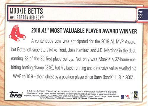 2019 Topps Nagy Liga 384 Mookie Betts Boston Red Sox MLB Baseball Trading Card