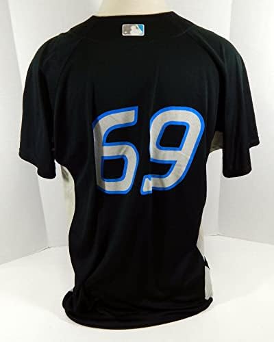2008-10 Toronto Blue Jays 69 Játék Használt Fekete Jersey gyakorlást ST 48 083 - a Játékban Használt MLB Mezek