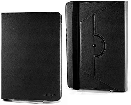 Navitech Fekete Műbőr Kemény tok Fedelét, 360 Forgási Állni Kompatibilis A Polaroid S8 8 cm-es Dual-Core Tablet