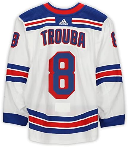 Jacob Trouba New York Rangers Játék-8 Fehér Jersey vs Carolina Hurricanes augusztus 1., augusztus 3., 2020 - Méret 56 - Játék Használt NHL-Mezek