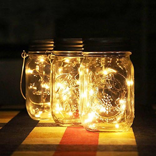 LoveQmall LED DIY Befőttesüvegben Fedezze Fények String, Színes Napenergia tündérfény Kerti Party Dekoráció Este Lámpa (Nem