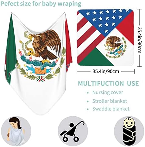 Amerikai-Mexikói Zászló Baba Takaró Fogadó Takarót a Csecsemő, Újszülött Pelenkát Fedezze Pakolás