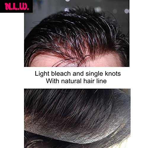 N. L. W. NLW Európai emberi haj paróka, a férfiak átlátszó Vékony bőr PU 10x8 Egyenes haj darab a férfiak emberi haj csere