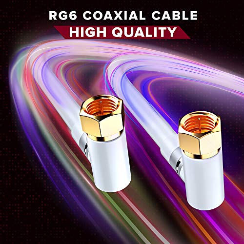 RG6 KOAX Kábel 90 Fokos Szögben Csatlakozó - 40ft / Fehér - Háromszorosan Árnyékolt, Nem Oxigén Réz Kábelt a TV, Internet & Több - Rugalmas