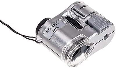 BIENKA 60X Kézi Nagyító Pocket Mini Mikroszkóp Nagyítólencse Valuta Detektor, Ékszerész Nagyító LED-es Nagyításban