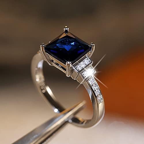Állítható Hüvelykujj Gyűrűk Squar Saphire Gyémánt Gyűrű Nők Eljegyzés, Esküvő Ékszer Ajándék (Sötét Kék, 9)