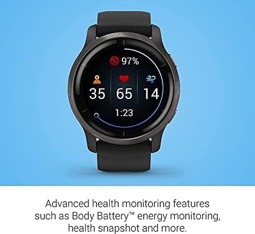 Garmin Venu 2 Plusz GPS Smartwatch a Hívás, illetve Szöveges, Speciális Egészségügyi Ellenőrzés, valamint Fitness Funkciók, Pala a