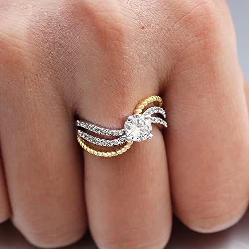 2023 Gyönyörű Gyémánt Cirkon Gyűrű a Nők, Eljegyzési Gyűrű, Ékszerek, Ajándékok középiskolai Gyűrűk Nők számára (Ezüst, 6)