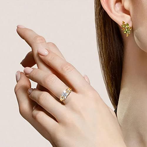 Klasszikus Új Gyűrű, Esküvői Jegygyűrűt Retro Arany Női Egyes Strasszos Szőtt Minta Gyakorlat Divat, Elegáns, Stílusos