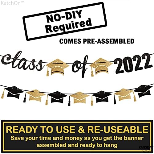 Fekete-Arany Osztály 2022 Banner - 10 Méter, Nem DIY | Érettségi Banner 2022 a Grad Cap Garland | Ballagás Dekoráció 2022 | Osztály