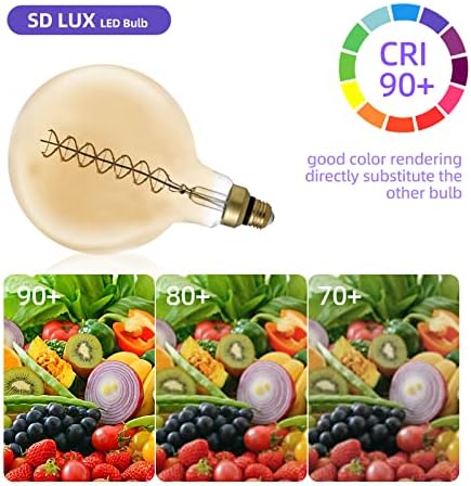 SD LUX Túlméretezett Vintage Óriás LED Izzó, Hatalmas Edison-Izzó - Szabályozható, 8W 450LM (50W Equi), G63(G200) Meleg Fehér 2200K,