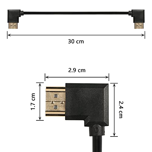 SinLoon Aranyozott nagysebességű 90 Szög HDMI Férfi Bal HDMI Férfi Adapter Kábel Támogatja az Ethernet, 3D, Audio Return (0,3 M-R-L)