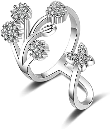 Gyűrűk Női Gyűrű Cirkónia Gyűrűk Legjobb Nyitva Hópehely Állítható a Nők Ígéret Gyűrű Lányoknak (Rose Gold, Egy Méret)