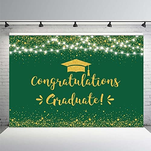 MEHOFOND Zöld-Arany Diploma Hátteret Osztály 2023 Érettségi Party Dekoráció Gratulálunk Diplomás Hátteret 2023 Congrats Grad Banner Bál, Party