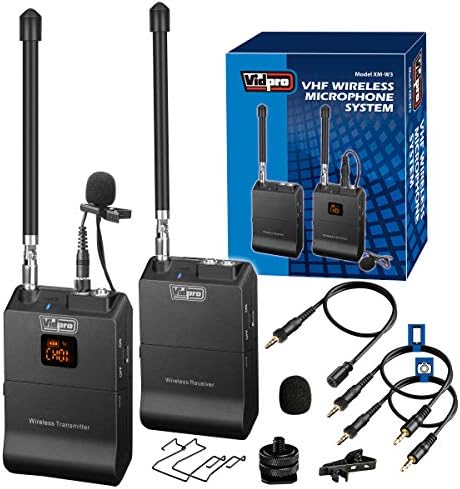 Vidpro XM-W3 12-Csatorna VHF Vezeték nélküli Csiptetős Mikrofon Rendszer Tükörreflexes Kamerák, Videó Kamerák, Audio Felvevő, illetve az Okostelefonok.