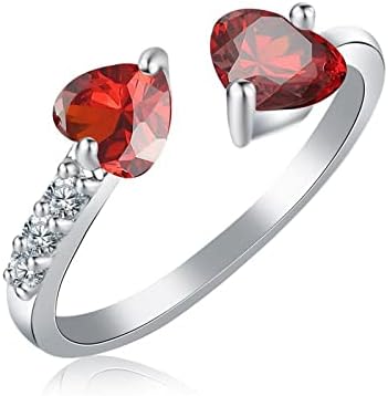 2023 Új Gyűrű Aranyozott Gyűrűket A Nők Minden Ékszer Gyémánt Szív Teljes Nyitott Dupla Méret Tenzor Gyűrű (Piros, Egy Méret)