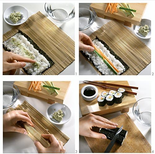 TOSSOW Sushi Szett - magában Foglalja a 2 Sushi Roller Szőnyeg, 1 Rizs Lapát,1 Rizs Foltos, 5 Pár Evőpálcikát Bambusz Sushi,