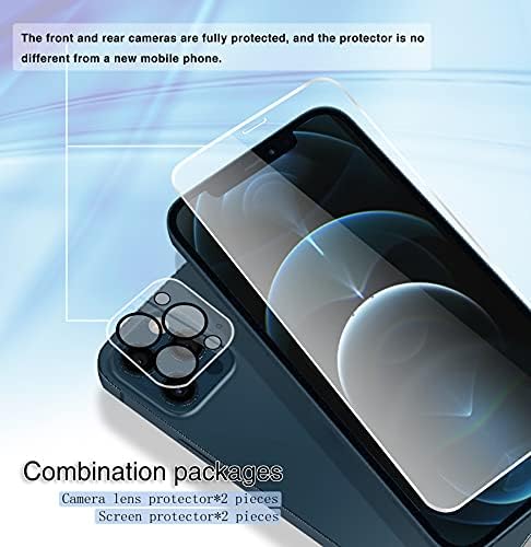 [2+2 Csomag] Soonear Edzett Üveg kijelző Védő fólia + Kamera Lencséjét Védő Kompatibilis iPhone 12 Pro 6.1 colos [Egyszerű Telepítés