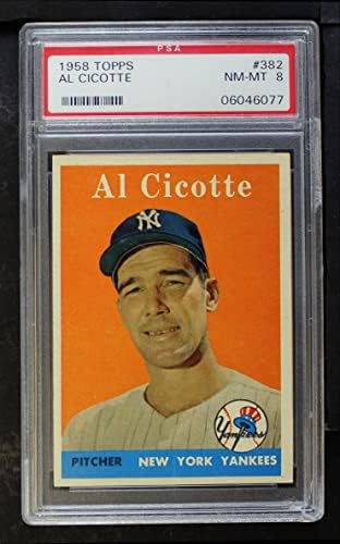 1958 Topps 382 Al Cicotte New York Yankees (Baseball Kártya) PSA a PSA 8.00 Yankees