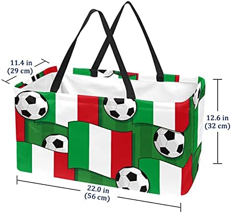 50L Bevásárló Táskák Olaszország Zászlók Futball-Labdák, Összecsukható Bevásárló Doboz Bevásárló Táska fogantyúval, Újrahasznosítható