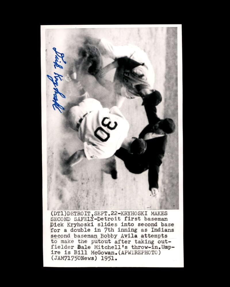 Dick Kryhoski Aláírt 1951 4x7 Detroit Tigers Eredeti Vezeték Fotó Autogramot